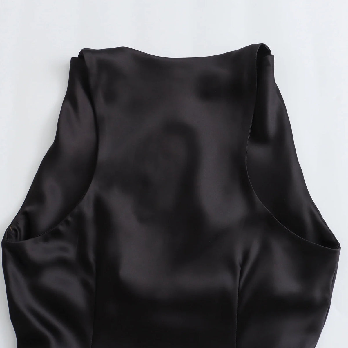 Alessia Noir Satin Midi Dress.