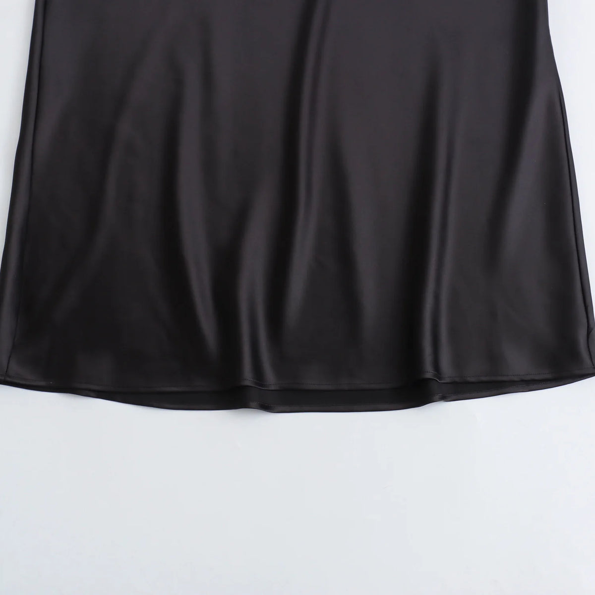 Alessia Noir Satin Midi Dress.